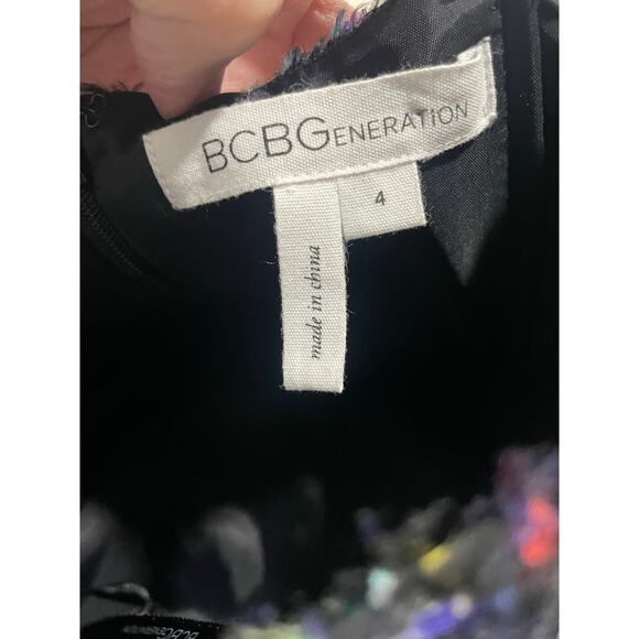 NWT BCBGeneration Sleeveless Dress Tiered Ruffled Womens Sz 4 Black Multicolored - Picture 5 of 14